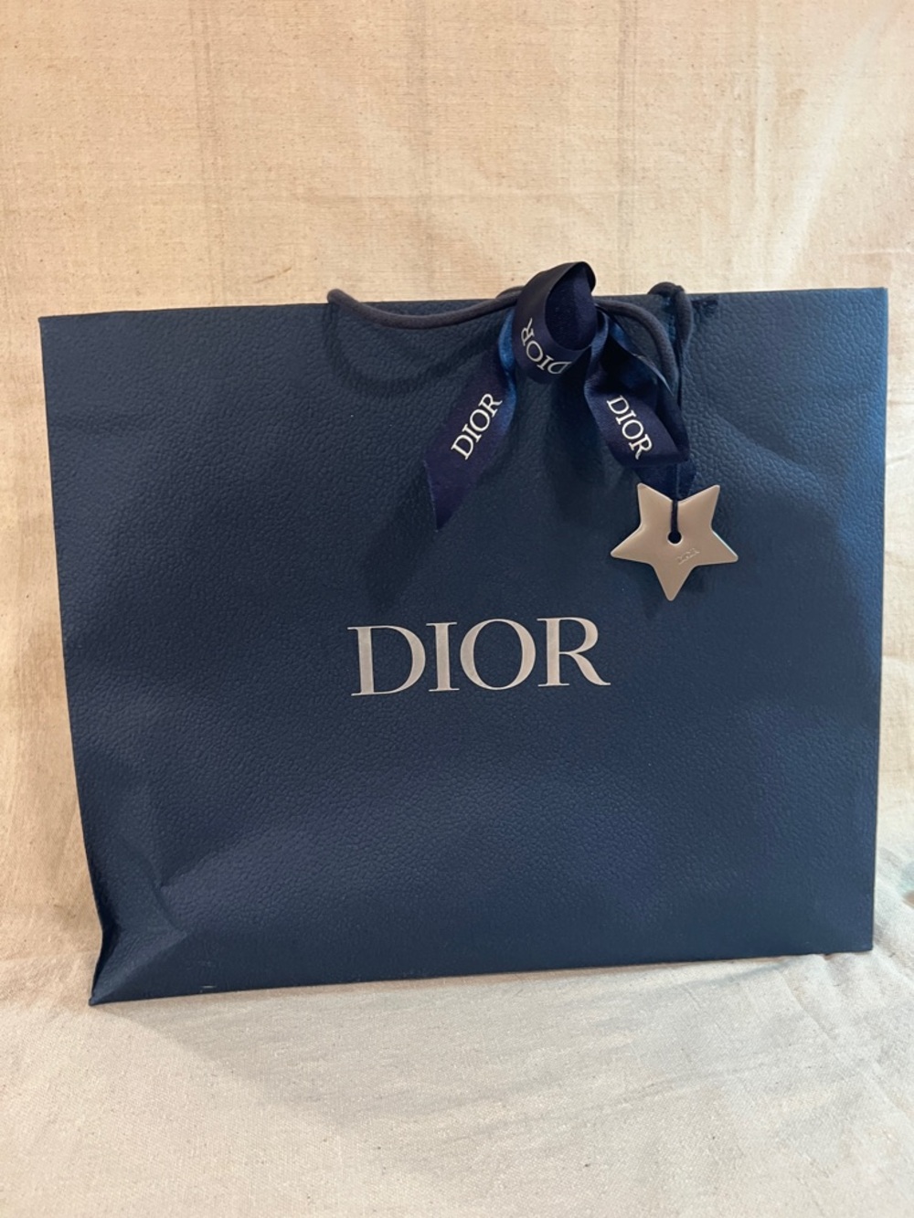 Dior Navy Gift Tote with Branded Ribbon and Star Charm